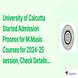 University of Calcutta Started Admission Process for M.Music Courses for 2024-25 session, Check Details Here